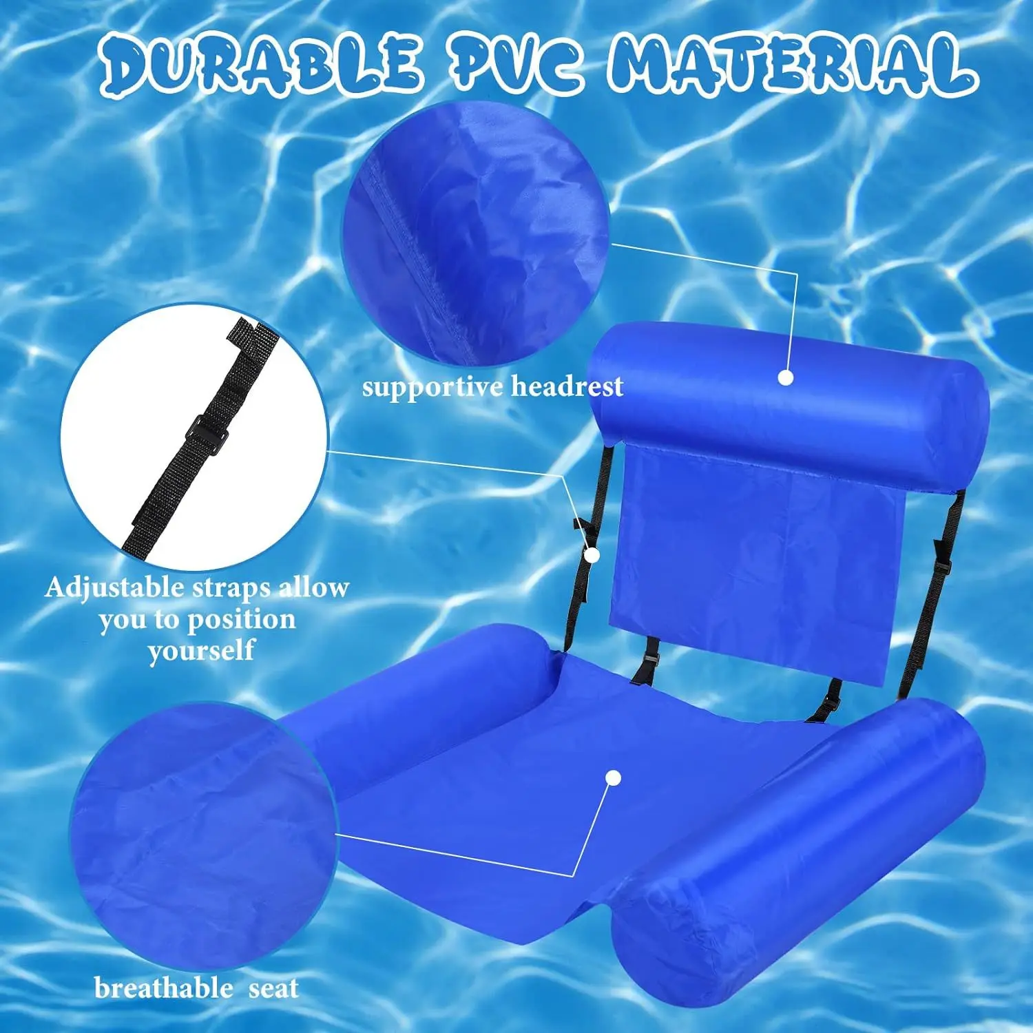 PVC Three Tube Inflatable Lounge Chair with Foldable Color Pattern Floating Drainage Amusement Lounge Chair Floating Bed Sofa