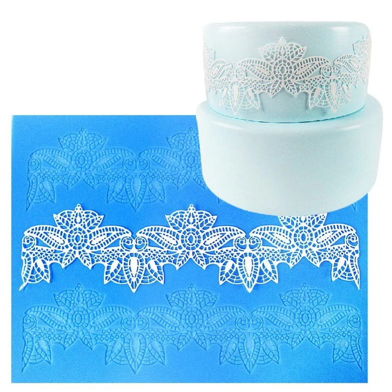 Baking Leaves Gumpaste Embossing Mat Silicone Lace Mat Cake Decorating Fondant Mold Cake Border Brim Decor Tools