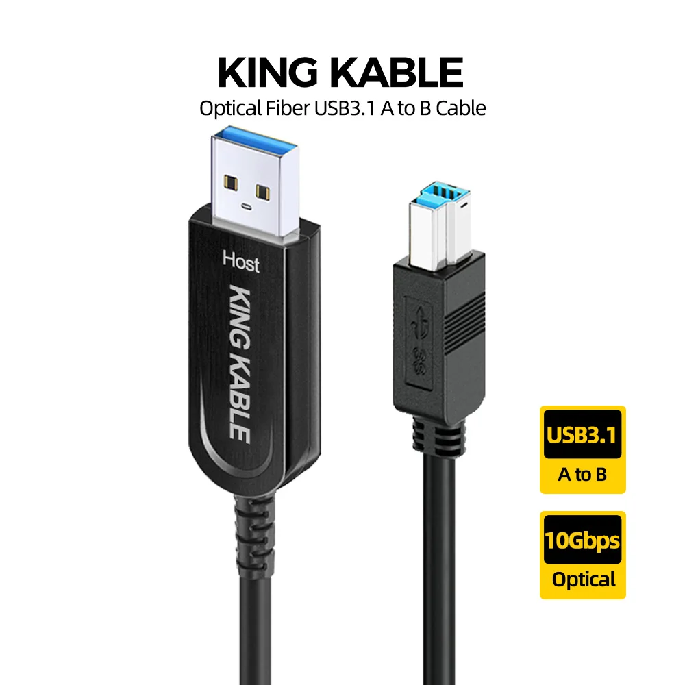 

Удлинительный кабель KING KABLE из оптического волокна, USB3.1, USB 3,0, от A до B, 10 Гбит/с, Кабель AM до BM, Поддержка USB2.0, USB1.1, для камеры, концентратора 10 м, 12 м