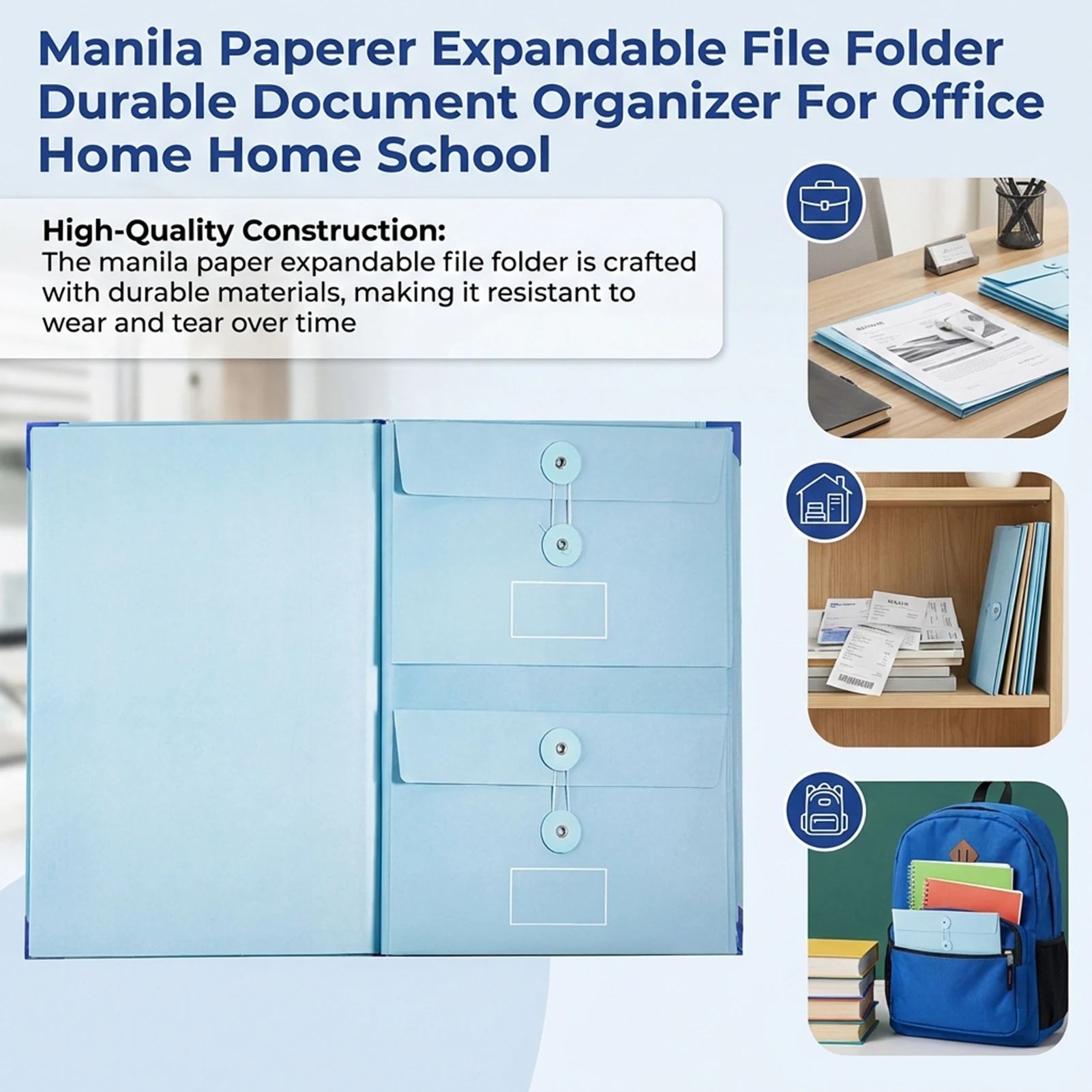 オフィス用書類整理器-マニラ紙製拡張ファイルフォルダー-防水収納-学校・家庭学習用品用