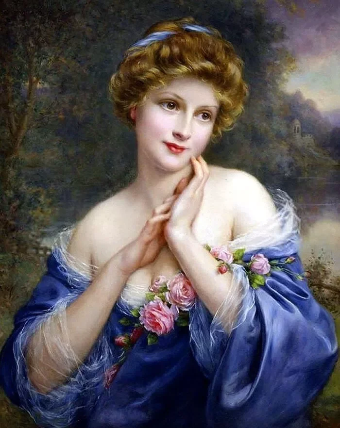 Summer rose woman ,Art Picture Print Silk Poster Living Room Decor, Home Wall