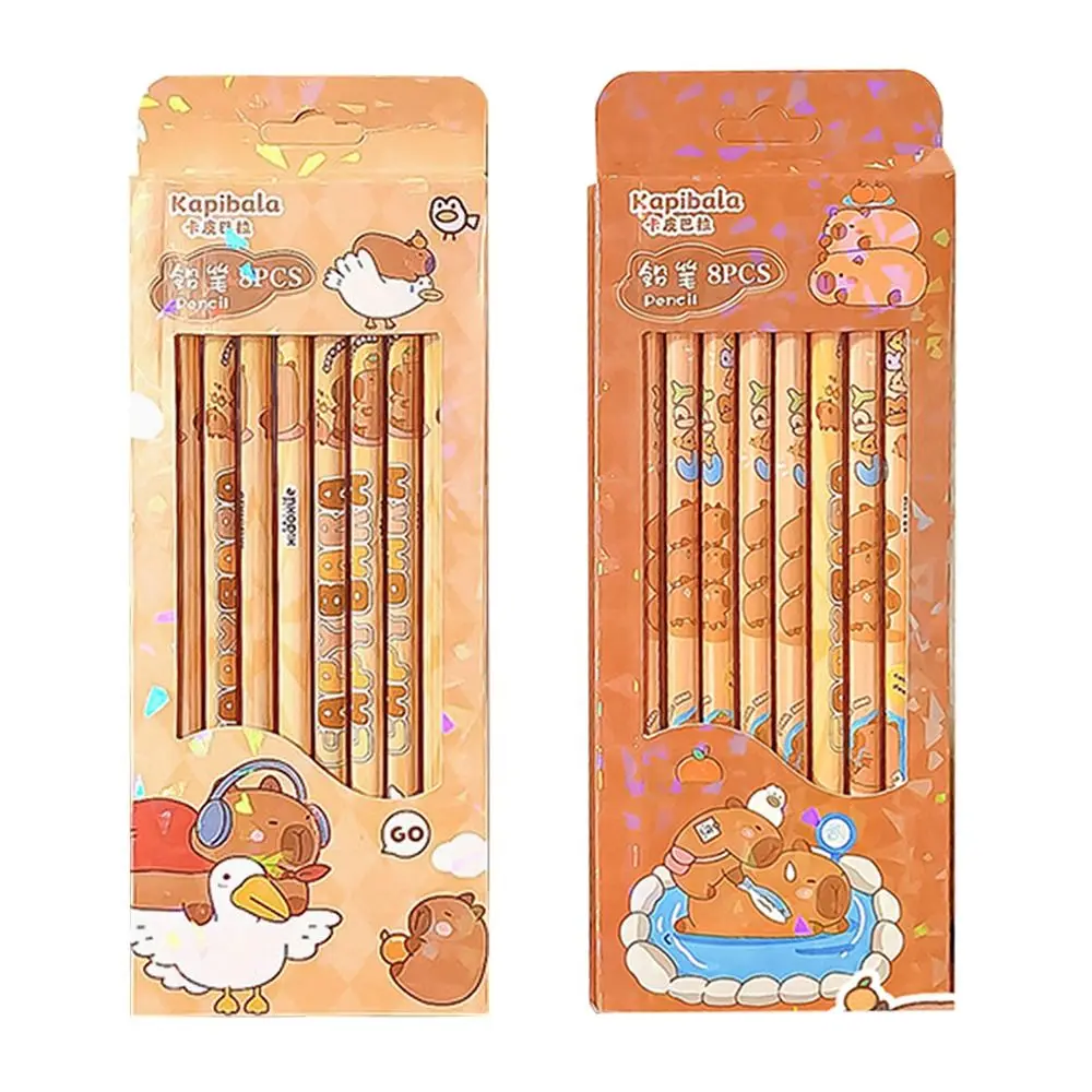 8Pcs Capybara HB Pencil With Rubber Head Graffiti/Painting Drawing Pencil Smooth Writing Stationery Sketching Pencil