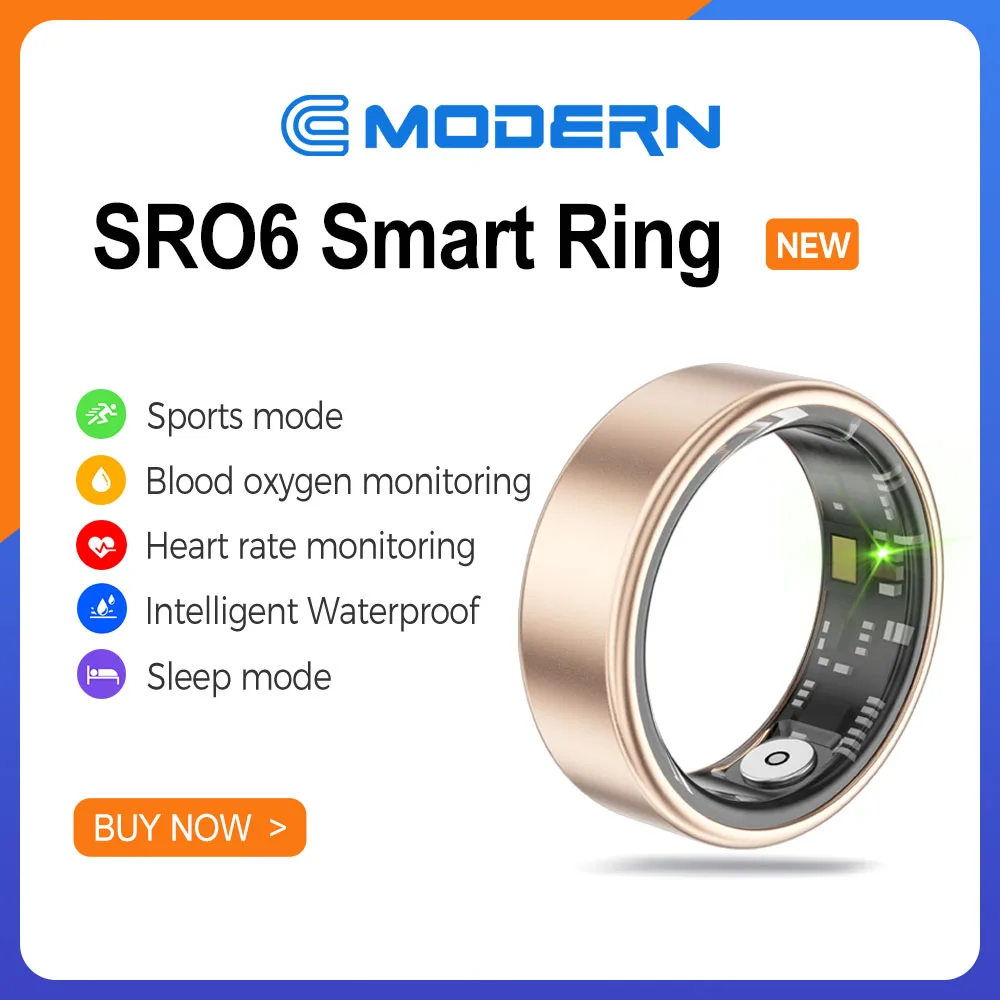 

SR06 Smart Ring Men Women Sleep Monitor Bluetooth 5.1 Health Monitoring IP68 & 5ATM Waterproof Multi-sport Modes