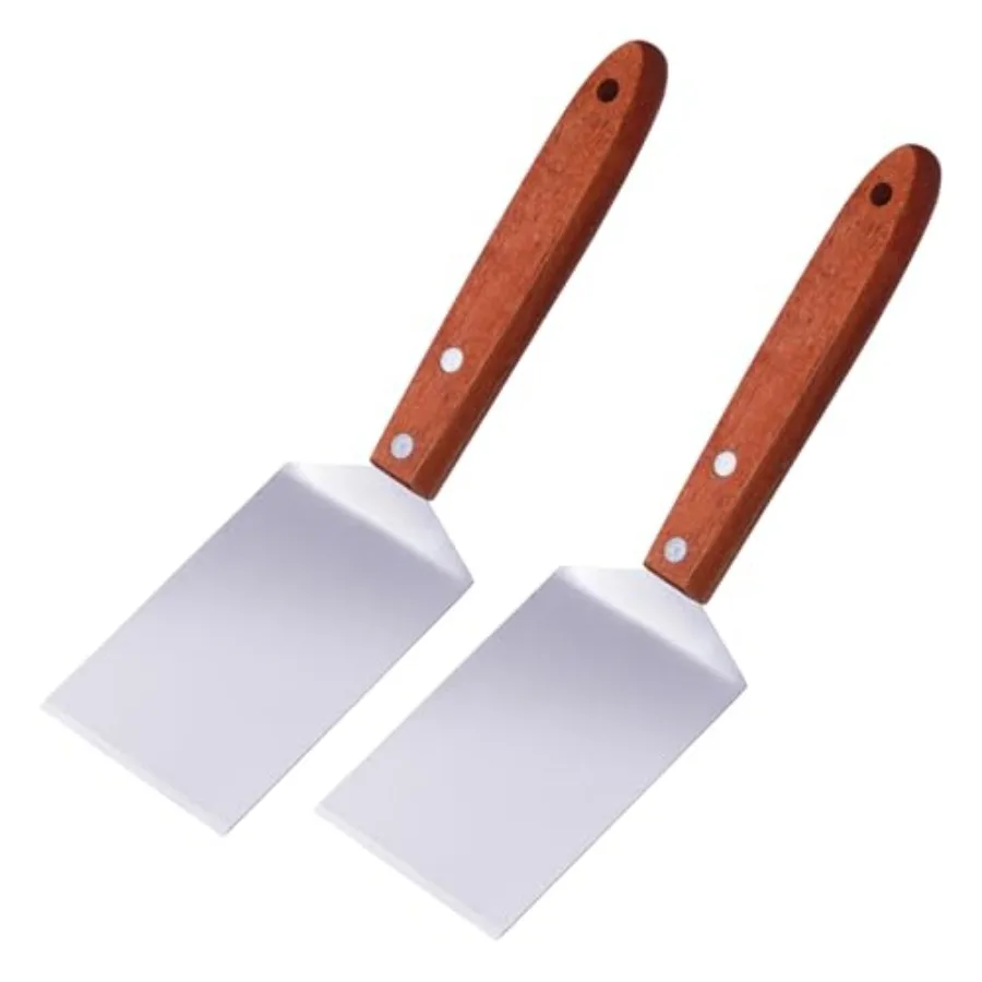

2Pcs Small Brownie Ce Spatulas Stainless Steel Spatula with Wooden Handle for Kitchen Cng Baking Scraper Turner 2.5 x 8.2 Ih