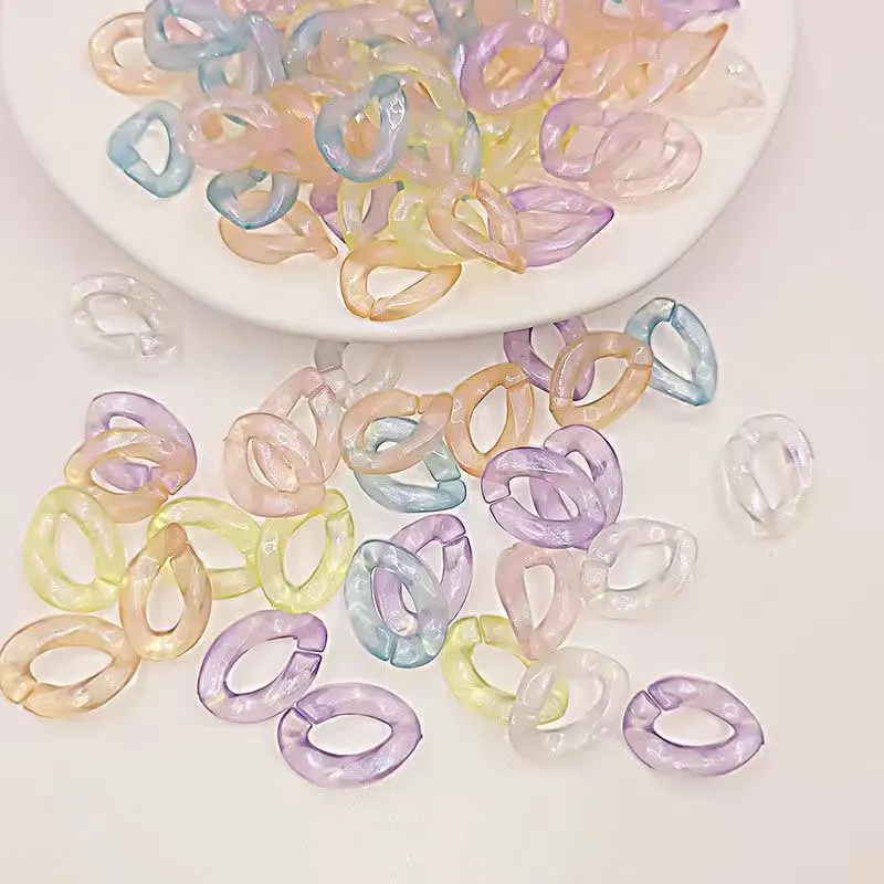 100/200pcs Acrylic Chain Link 17*23mm Flat Twist Oval Open Ring Removable Bag Colourful Beads DIY Handbag Key Strap Accessories