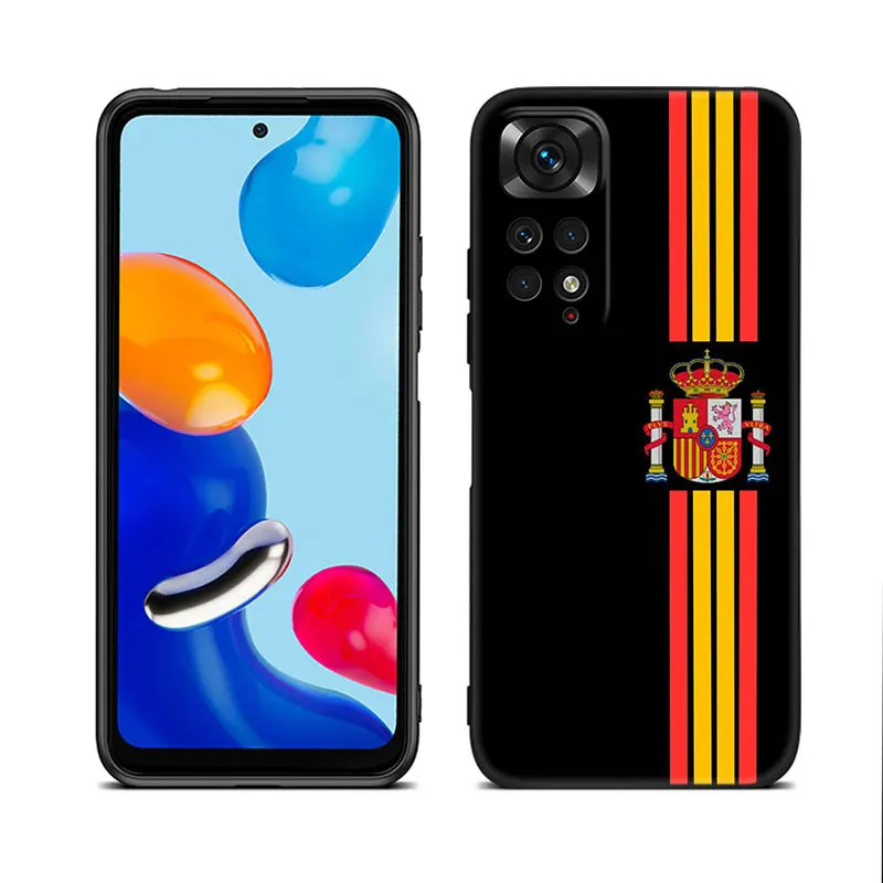 Spain flag Black Phone Case For Xiaomi Redmi Note 12 + 11 11S 11T 11E 10 10T 5G 10S 9S 9 8T 7 6 Pro Silicone Cover