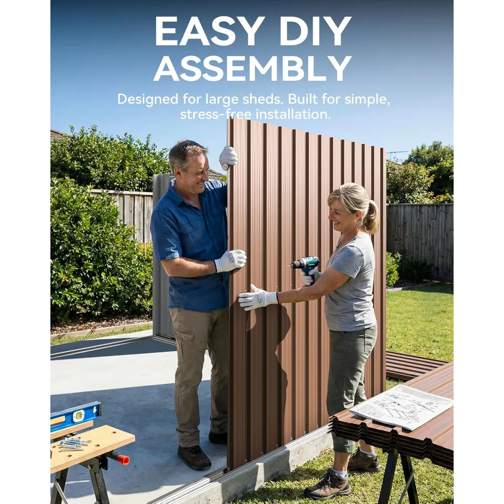 

10x12 FT Metal Outdoor Storage Shed, Heavy Duty Garden Shed for Tools Mower Bike, All-Weather Tool Organizer, Customized