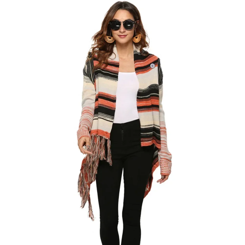 Irregular Fringe VintageSweaters Cardigans For Women Winter Fashion Jacket Female Long Cardigan Boho Knitwear Coats