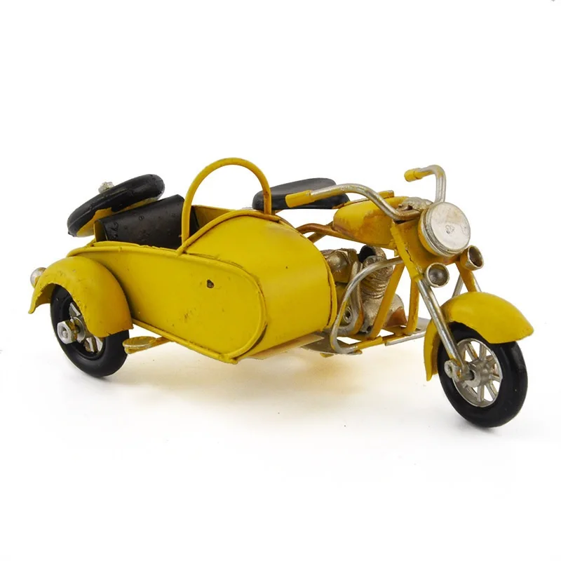 Mini modelo de triciclo artesanal de metal, artesanato seguro, brinquedo infantil, decoração de casa vintage, presente de aniversário colecionável para meninos e meninas