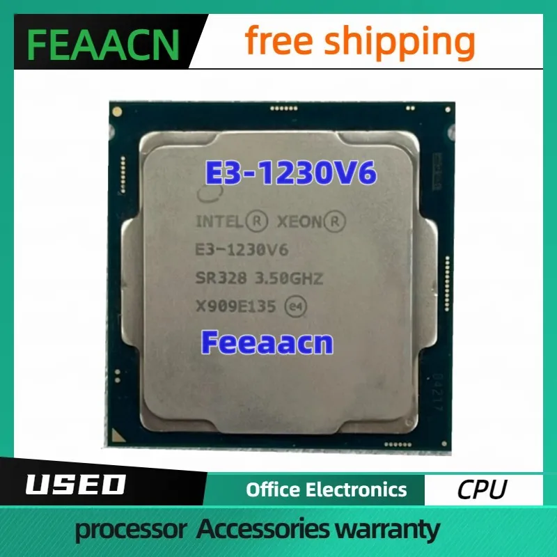 Usado Xeon E3-1230V6 CPU 3.50GHz 8M LGA1151 E3 1230 V6 Processador Quad-core Desktop E3-1230 V6 Frete grátis E3 1230V6