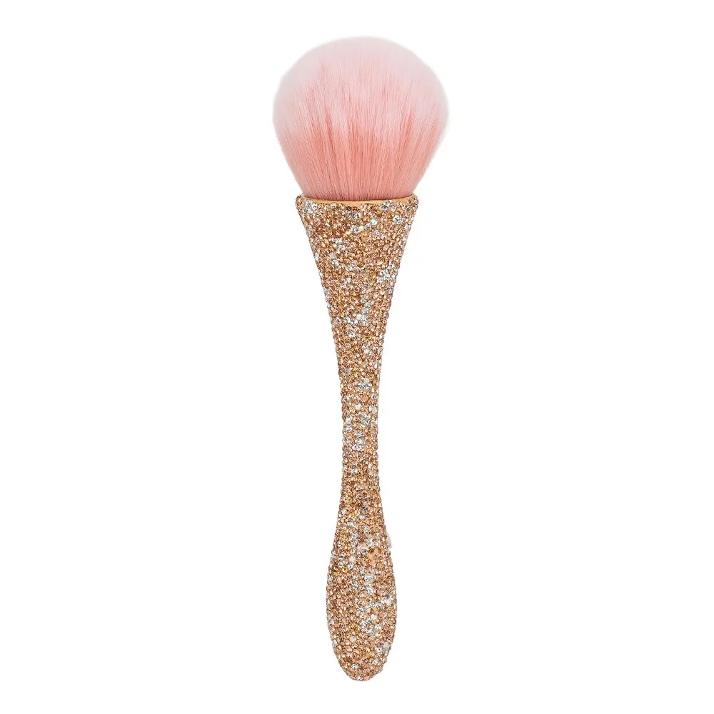 Soft Nylon Hair Nail Dust Cleansing Brush Comfortable Grip Shiny Rhinestones Manicure Cleaning Brush Prevent Deformation