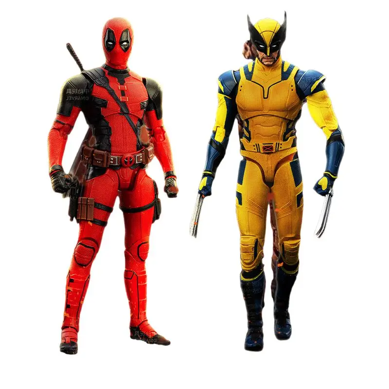 Deadpool dengan Kit garasi Wolverine mainan Deadpool tokoh aksi keren Wolverine gambar Marvel boneka Model hadiah Natal mainan anak-anak