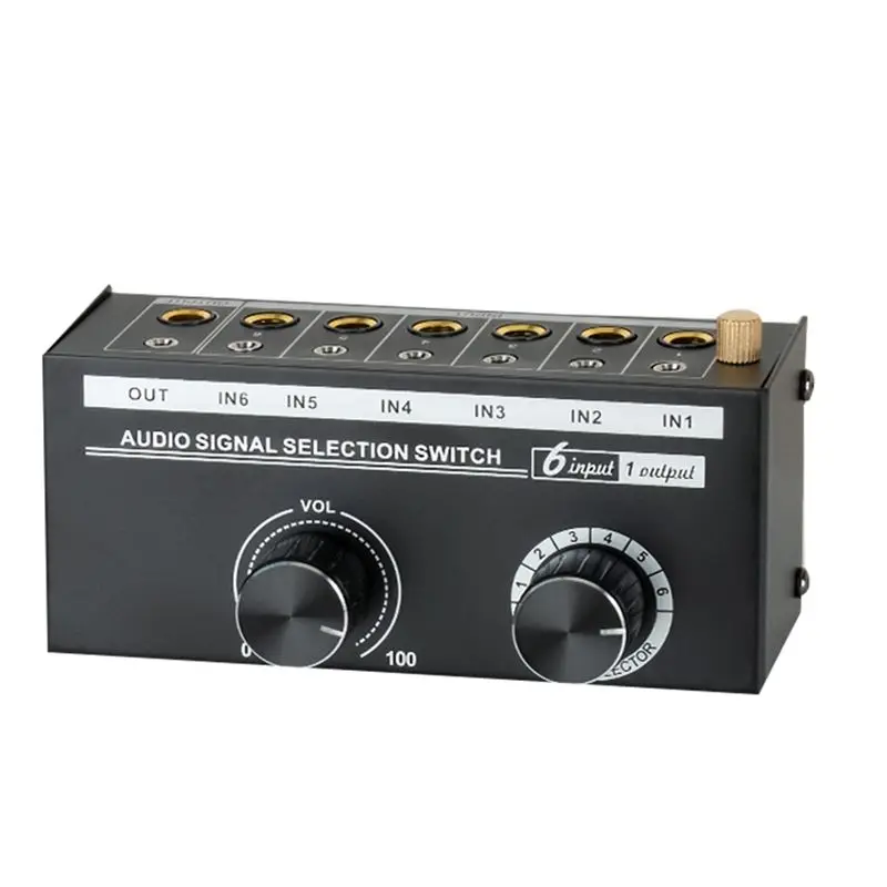 

AY14 -Audio Switcher Selector 6 In 1 Out Audio Signal Selection Switch Sound Channel Selector Stereo With Volume Control