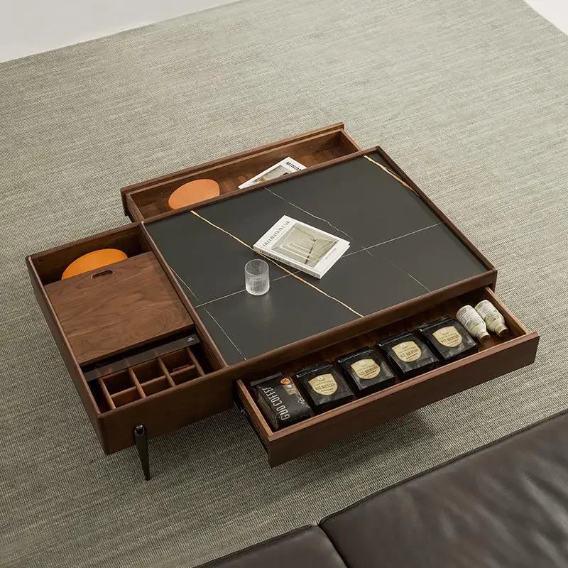 Slate edge table, black walnut premium light luxury coffee table