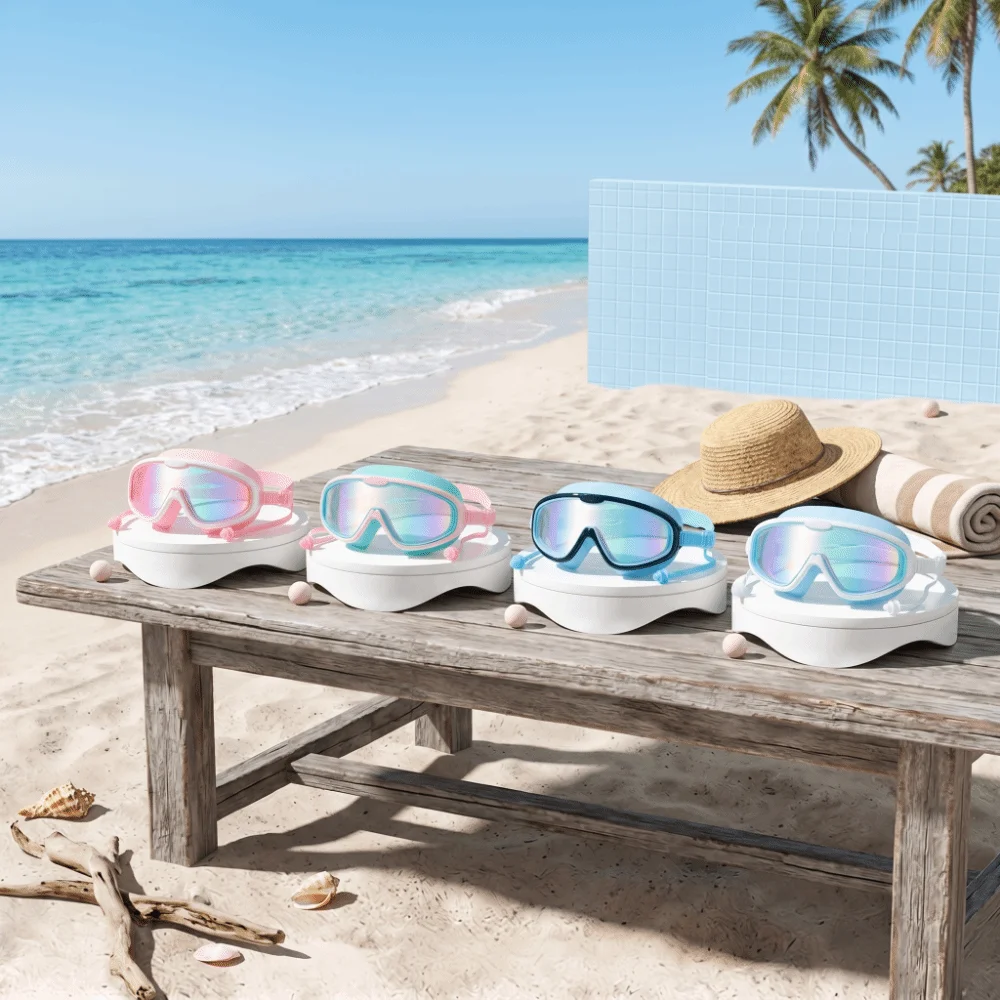 Anti-Fog Swimming Goggles HD View Wide View Big Frame Swim Goggles UV Protection Multi-color Large Frame Swim Goggles For Youth