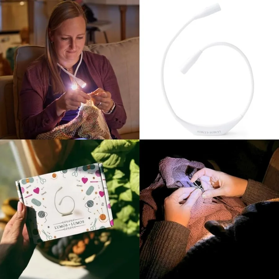 

Lumos Knitting Light, Crafter Light Around Neck for Knitters and Crocheters, 3 Colors and Adjustable Brightness. Portable, Wear