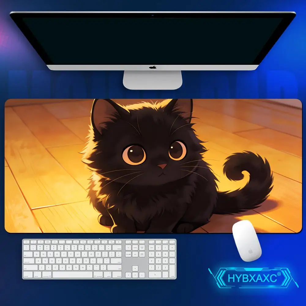 

HYBXAXC Cute Black Cat Gaming Mouse Pad,Kitten Extended Desk Mat, NonSlip Waterproof Rubber Base Keyboard Pad for Home CatLovers
