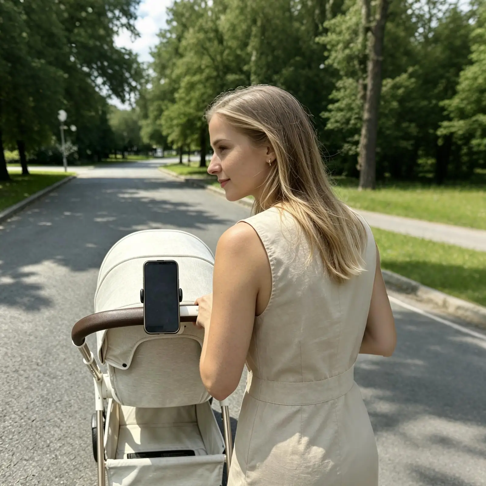 Stroller Phone Holder Rotatable Golf Cart Electronics Organizer Stroller Phone Mount With Clamp For New Parents Women Men Wife