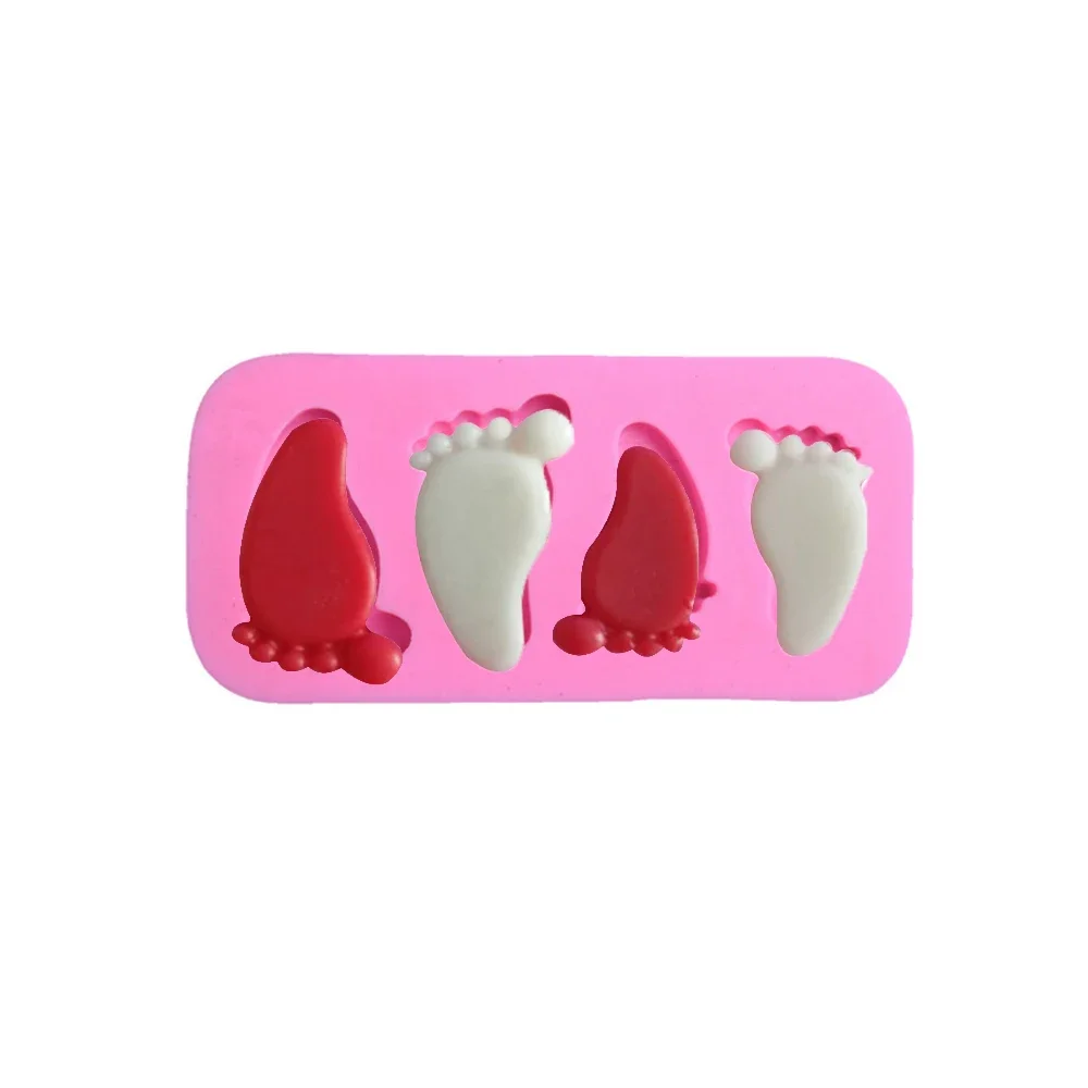 3D różowe stopy dziecka silikonowe formy na świece estetyczne Kawaii formy czekoladowe kremówka ciasto dekorowanie narzędzie do pieczenia formy Home Decor — zdjęcie 7