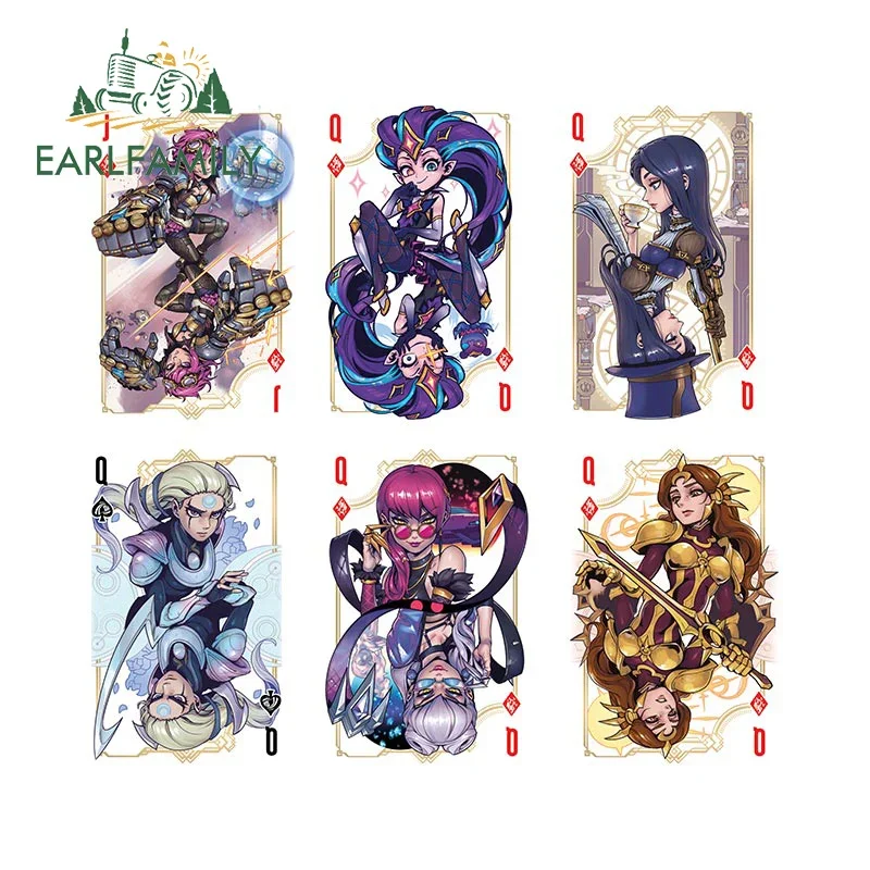 EARLFAMILY 13cm for League of Legends Poker Evelynn Vi Caitlyn Diana Car Stickers Fashionable Anime Decals Car Door Protector