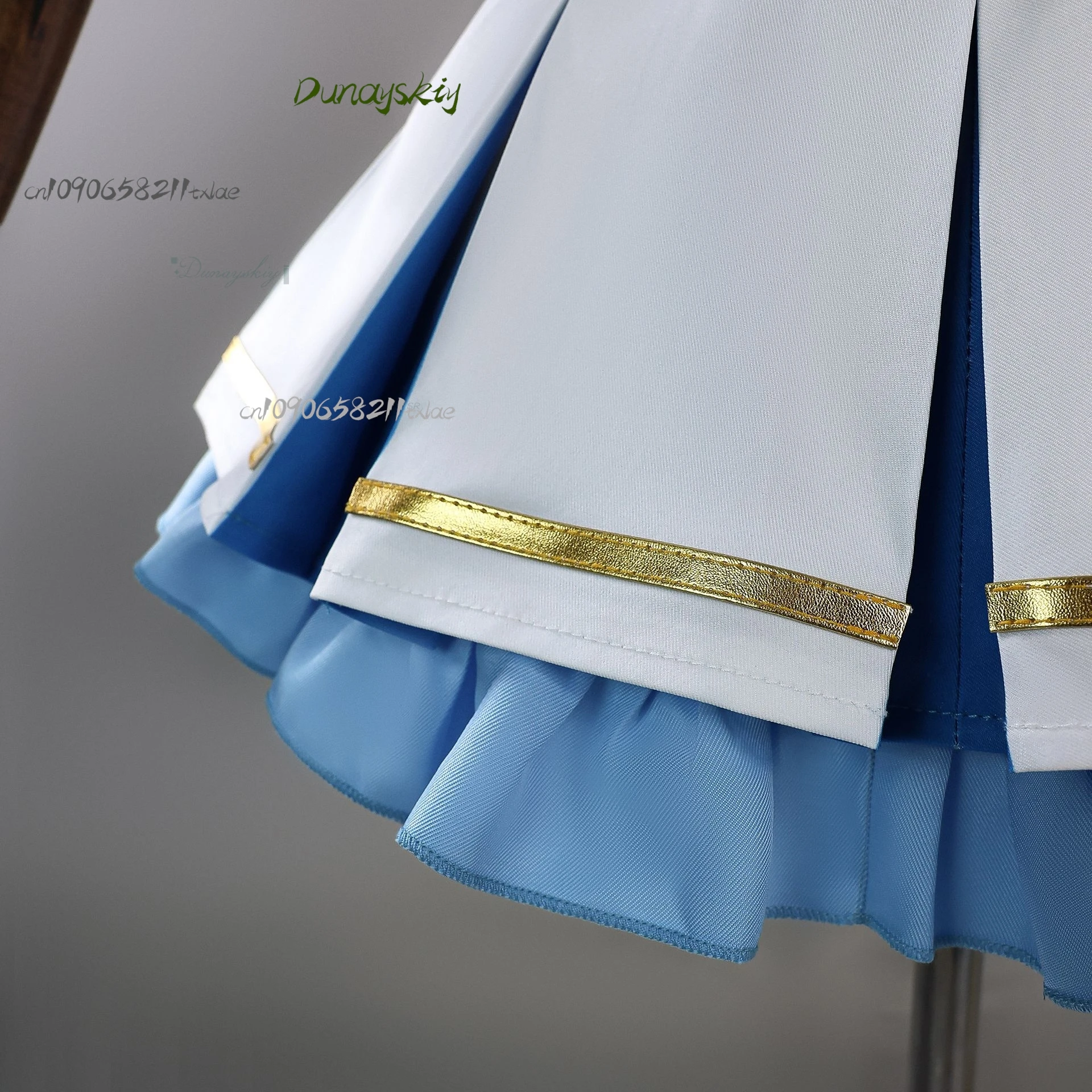 Remm Cosplay Costume Anime Re:  From Zero Blue White Cheerleading PU Coat Skirt Wig Woman Halloween