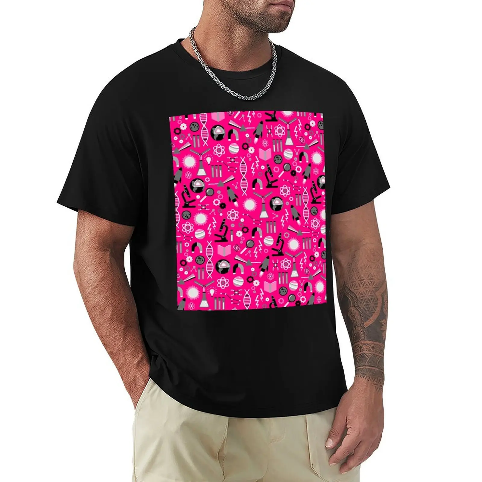 Science Studies T-Shirt Basic Solid Color Short Sleeve T-Shirt
