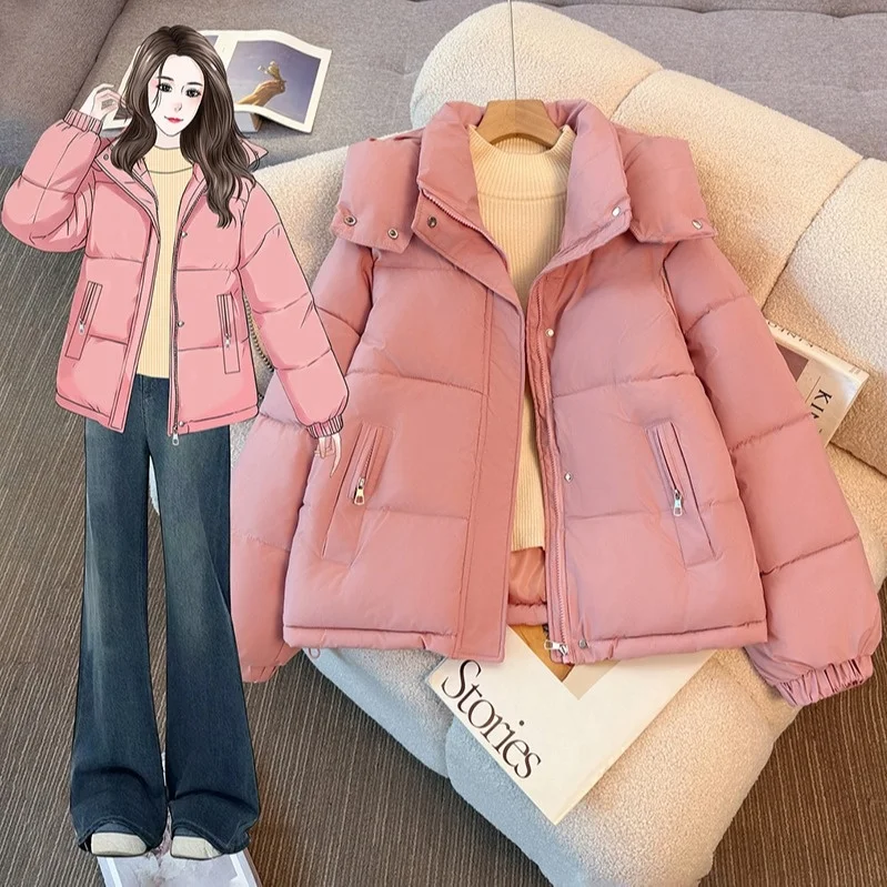 

Женская зимняя верхняя одежда из хлопка Thiened down, теплое пальто, длинное све, на молнии, для поездок на работу, большие размеры, Новое поступление