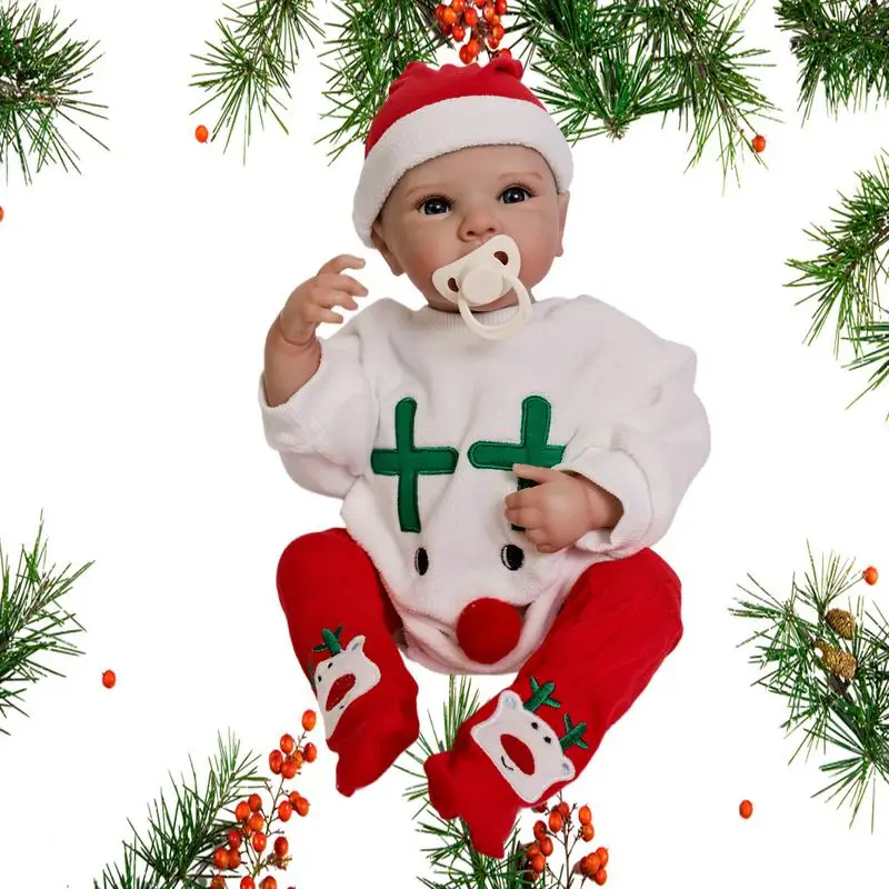 Toddler Reborn Doll Small Real Doll Toy Real Looking Doll Toys 19 Inch Christmas Theme Doll Real Life Dolls For Children