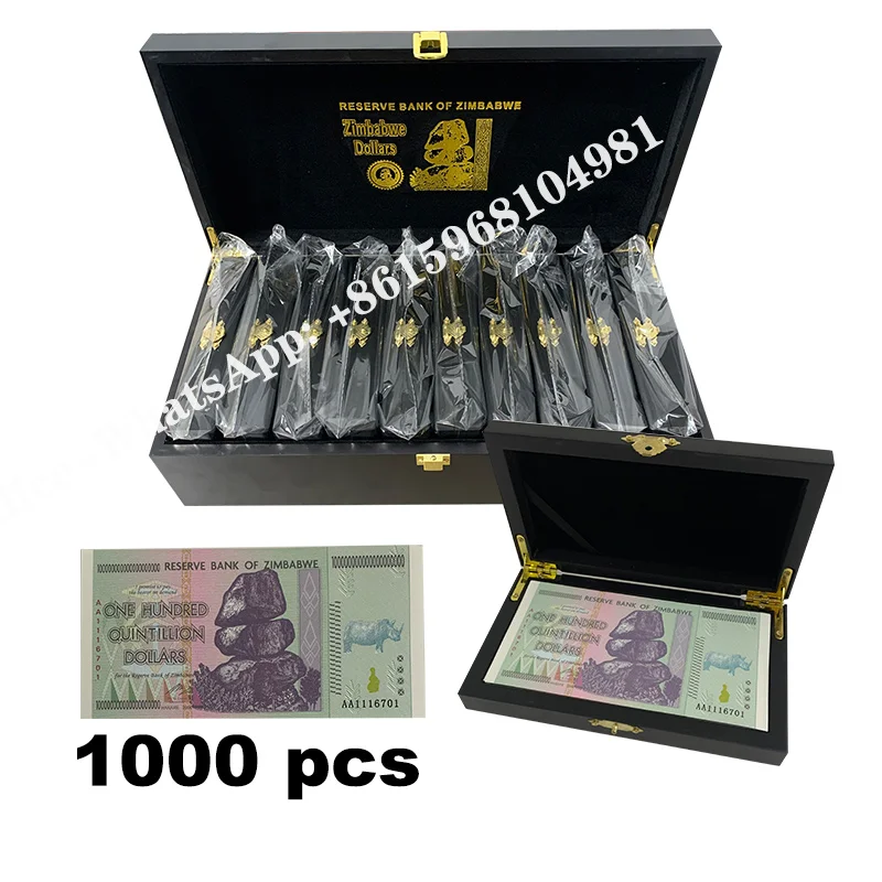 Zimbabwe One Hundred Quintillion Dollars Banknotes Paper Serial Number with UV light for collection Gift