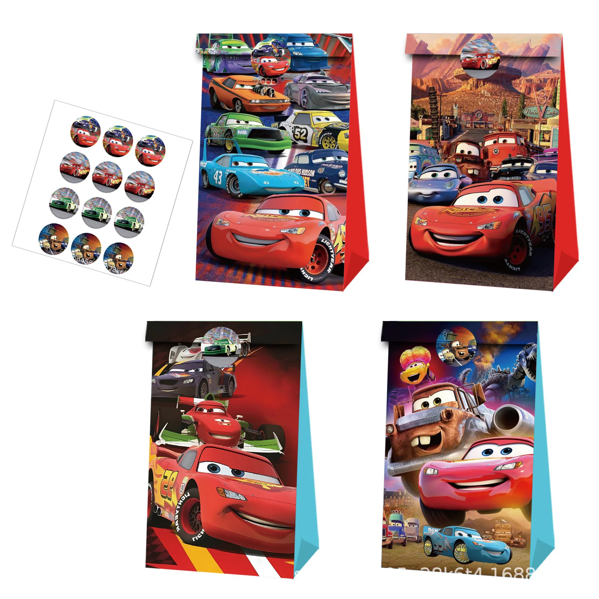 12pcs Cars Gift Bags Anime Children Birthday Party Candy Bag Kraft Paper Packaging Boxes Treat Bag Supplies Gift