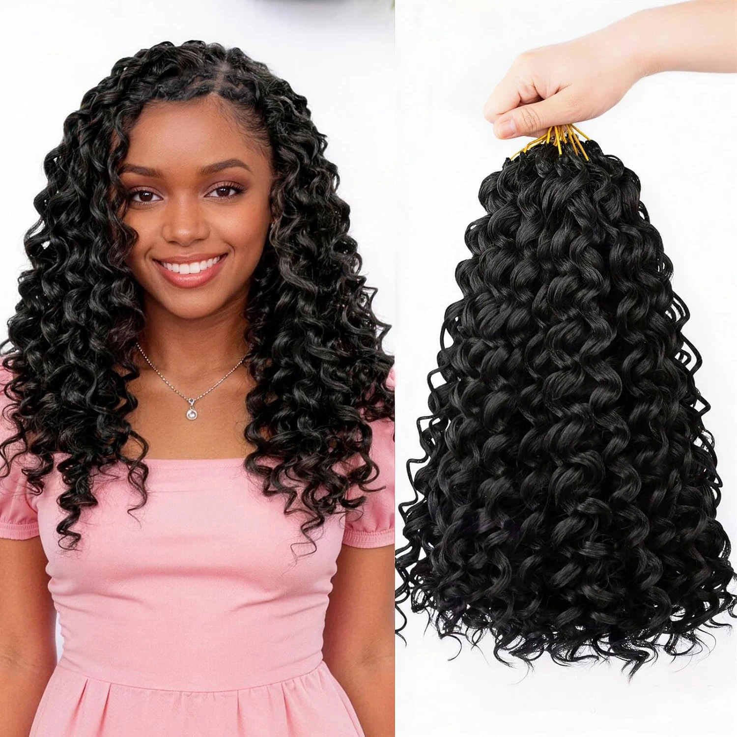 GoGo Curl Crochet Hair 10/14/18 Inch Short Curly Crochet Hair for Women Beach Curl Water Wave Deep Twist Crochet  Synthetic