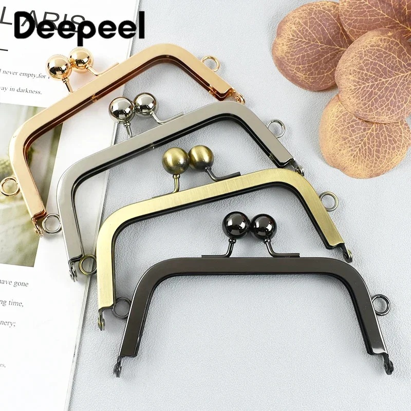 1/2/3/5Pcs Deepeel 14cm Metal Handle Handbag Frame Kiss Clasp Purse Woven Bags Sewing Brackets Handmade DIY Hardware Accessories