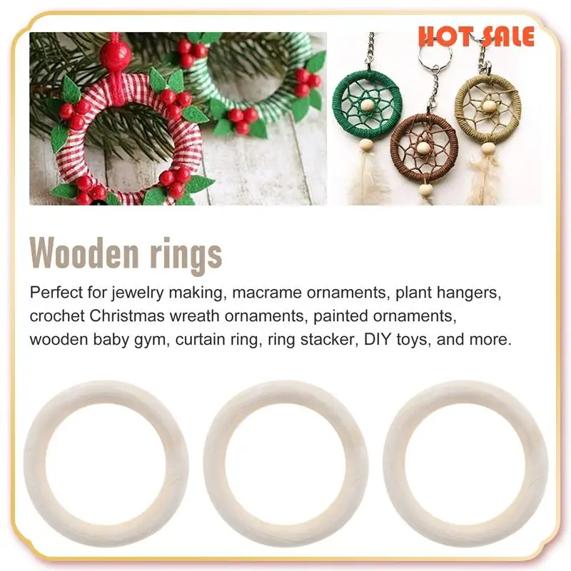 

ABFA 30Pcs 70Mm Wood Rings,Wooden Ring Wood Circles For DIY Crafts, Macrame Plant Hanger,Ornaments And Jewelry Making
