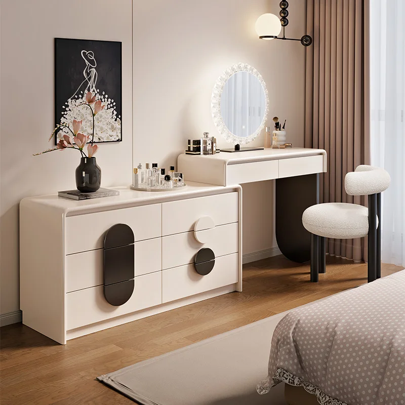 ديكورات كرسي مكتب الغرور مرآة فاخرة صالات كبيرة خزانة الغرور مكتب غرفة نوم أبيض لطيف أثاث Coiffeuse للمنزل #4