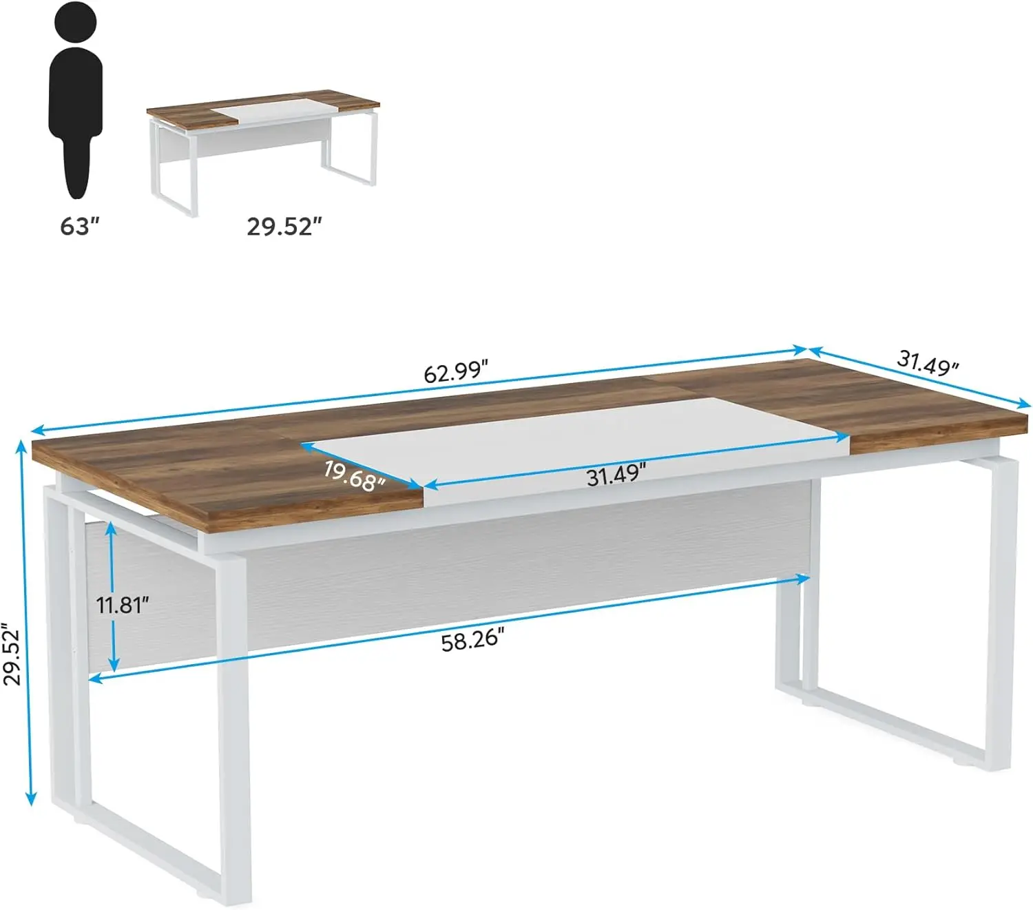 Modern Conference Table with Splicing Board, 5FT Meeting Tables for Home Office, Business Training Seminar Table with Stylish Me