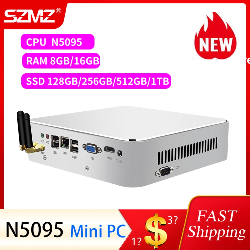 

SZMZ MiniPC DDR4 Intel Core N5095 128G/256G/512G/ITB Windows 10 Pro Gaming Computer 4K 60Hz HDMI VGA Win 11 Linux Mini PC Gamer