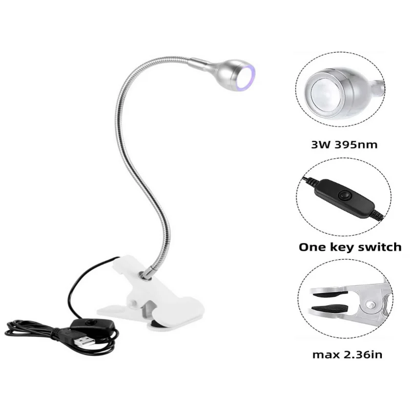 네일용 UV 램프, 미니 LED 젤 네일 폴리쉬 라이트, 3W 젤 네일 드라이어, 유연한 구즈넥 포함, 젤 네일 폴리쉬 경화용