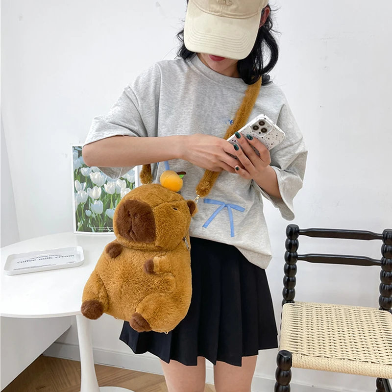 ใหม่กระเป๋าเป้สะพายหลังPlush Capybaraไหล่เดี่ยวCrossbodyกระเป๋ากระเป๋าถือนุ่มCapybaraตุ๊กตากระเป๋าวันเกิดคริสต์มาสเด็กของขวัญ