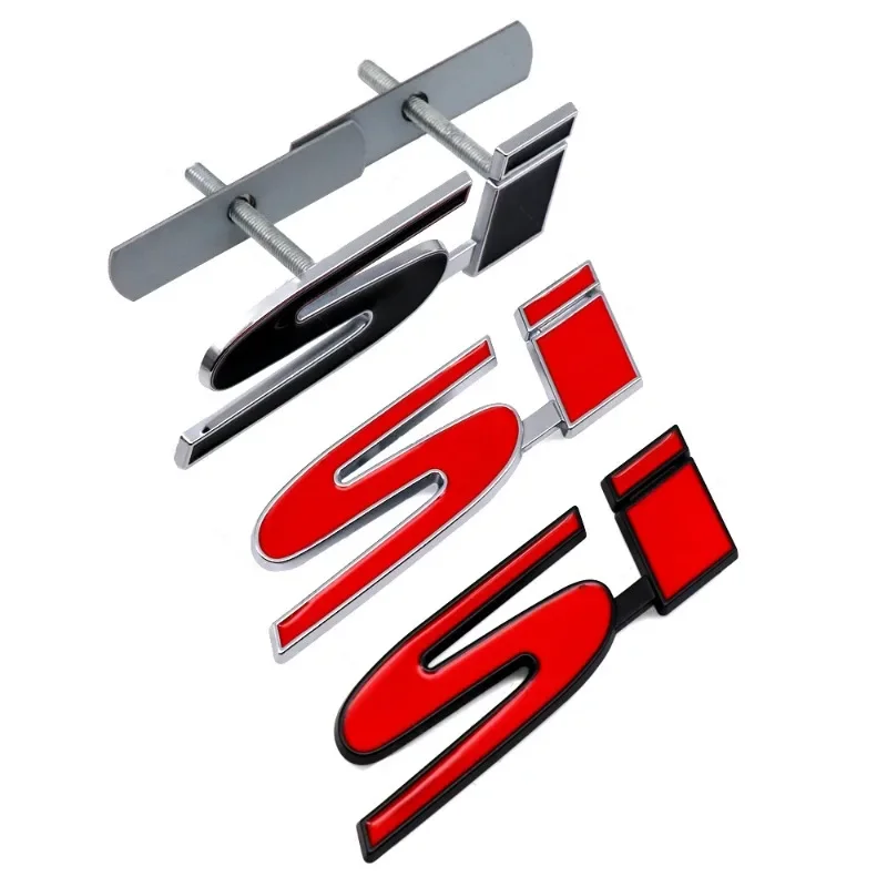 3D Metal SI Letters Car Front Grille Emblem Rear Trunk Badge Sticker for Honda Civic Accord Inspire SI Accessories