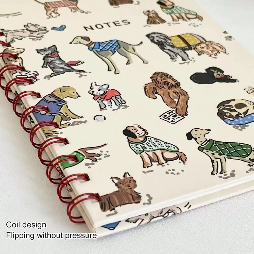 Planner Notebook Smooth Writing Premium Thickened Page Loose-leaf Cartoon Puppy Style A5 Coil Ring Notepad