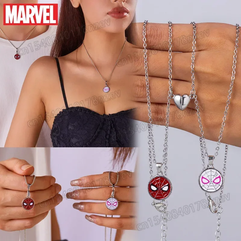 

Disney Spider-Man Couple Necklace Anime Cartoon Heart-shaped Magnetic Necklace Decoration for Men Women Jewelry Accessories Gift