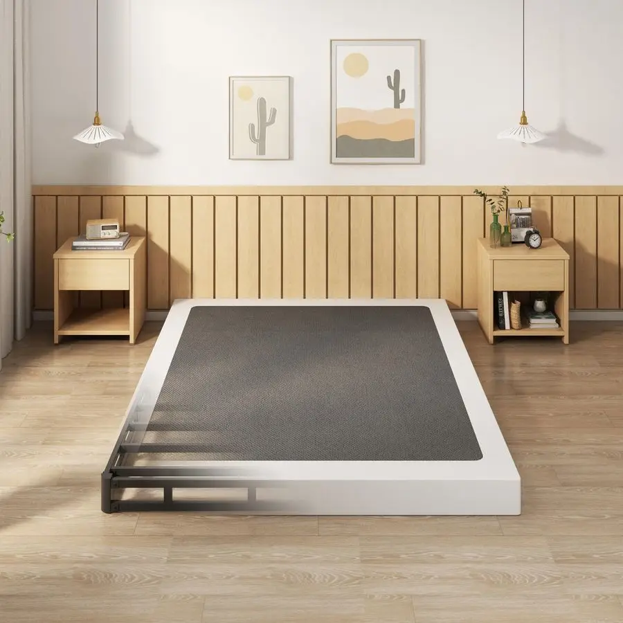 

Металлическое основание для матраса Queen Size 5 дюймов, усиленное, с тканевым покрытием, простое в сборке, черное