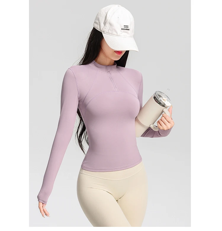 Langarm-Yoga-Trainings-T-Shirt für Damen, Reiten, Sport, Fitness, aktive Kleidung, Oberteil, bequemes, atmungsaktives Trainingsshirt – Detail 15