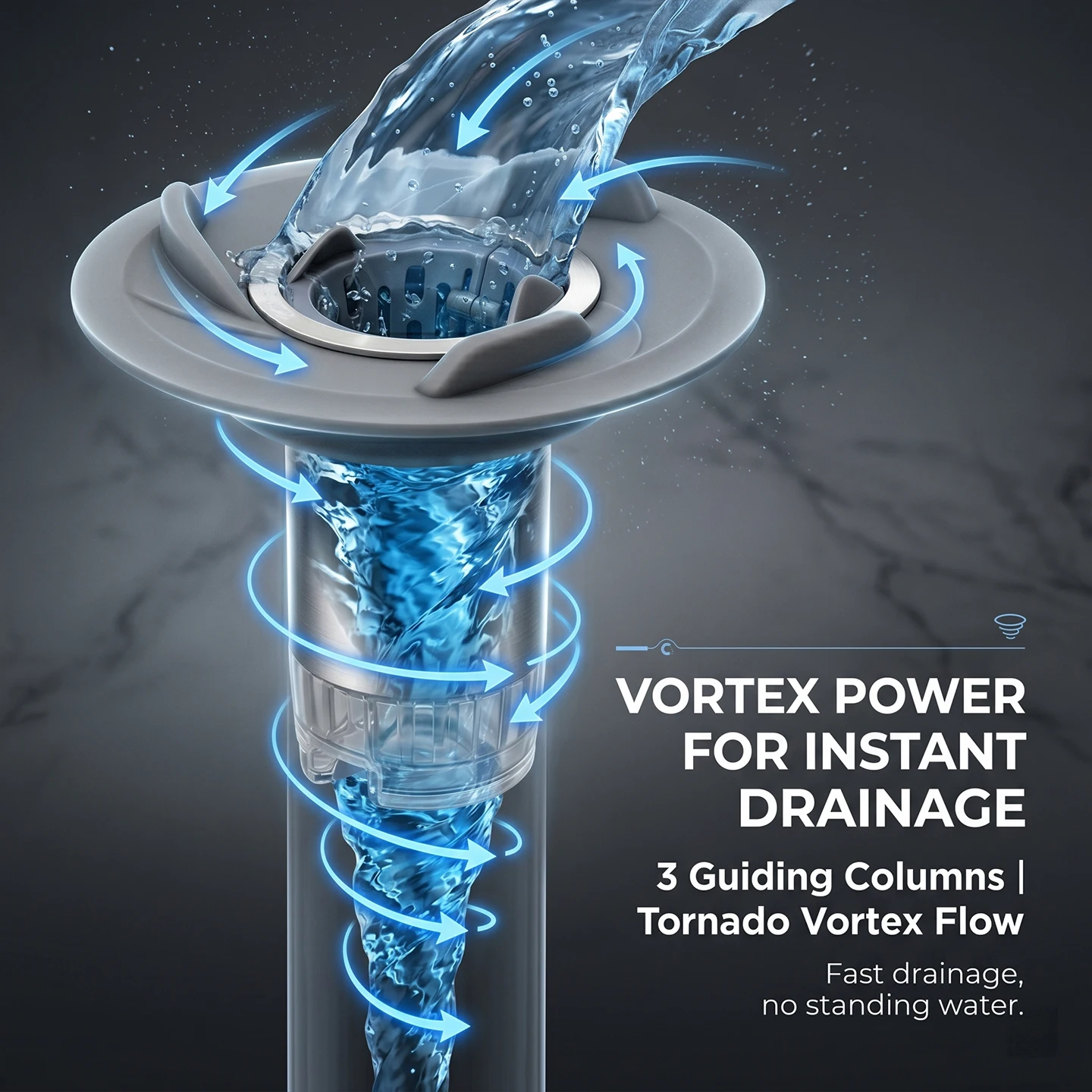 Enhanced Vortex Turbo Drain Core Magnetic Self Closing Valve Insect Proof Smell Proof Removable Inner Strainer Hair Catcher