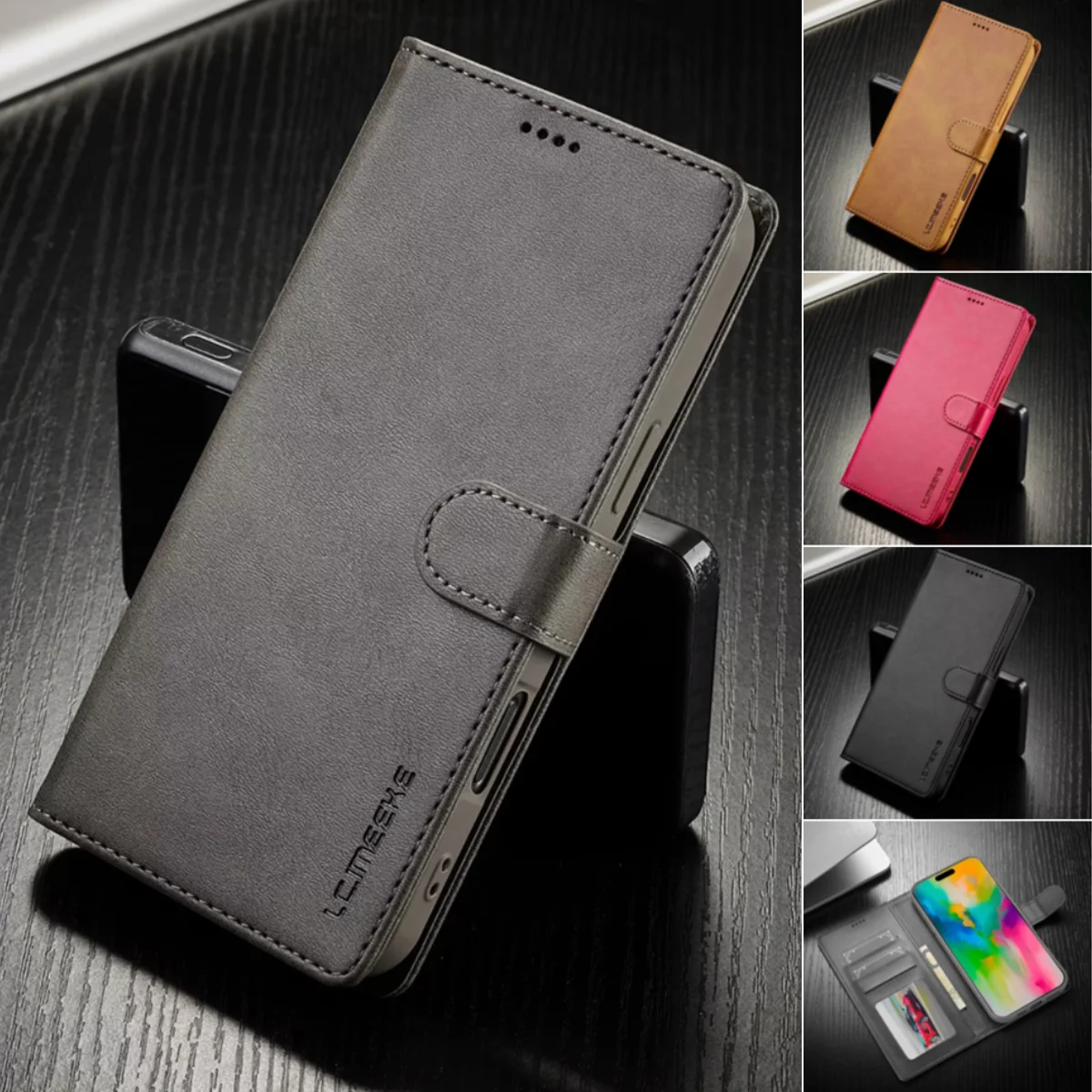 Leather Flip Case For XiaoMi 13T 12T Redmi Note 13 12S 11S 10S 14C 13C 12 11 10 Pro Plus  Wallet Cover Mi Poco X6 X5 5G M6 Pro