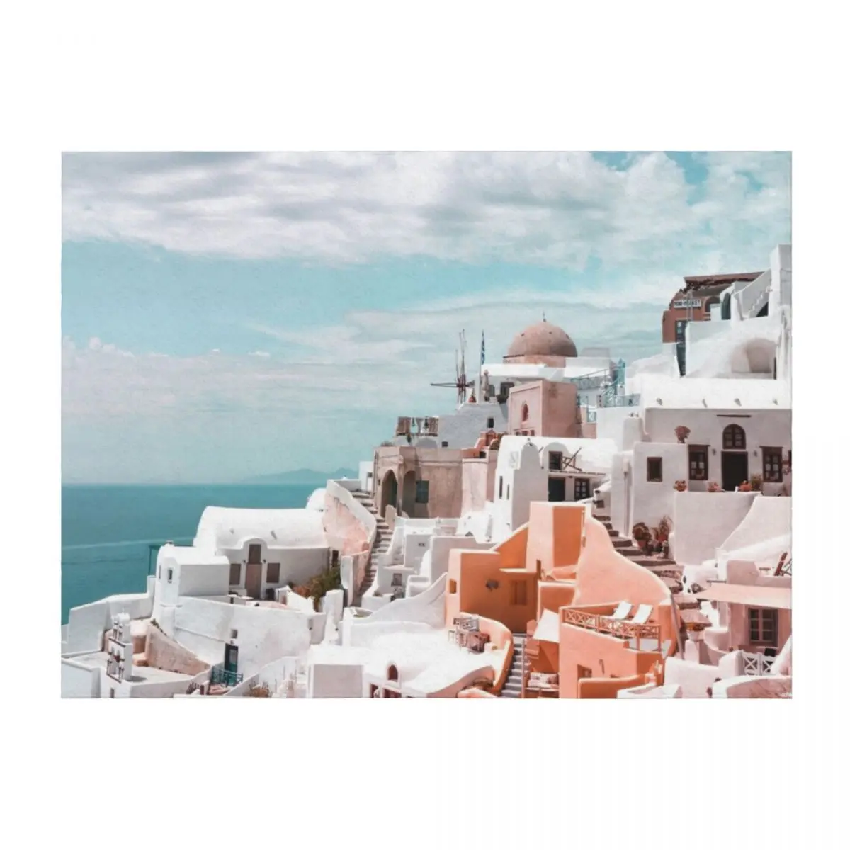 

Santorini Oia Greece Throw Blanket Blankets For Baby Flannel Fabric Luxury Throw Blankets