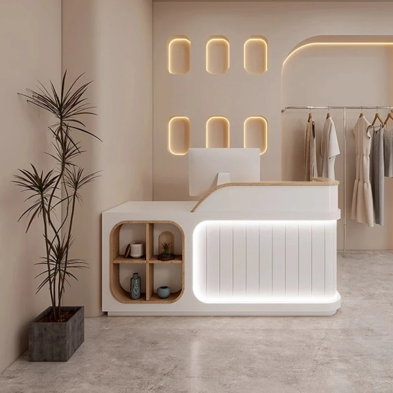 

Модная креативная стойка ресепшн с LED-подсветкой, высококачественная офисная мебель для приемной компании, стойка для хранения документов.