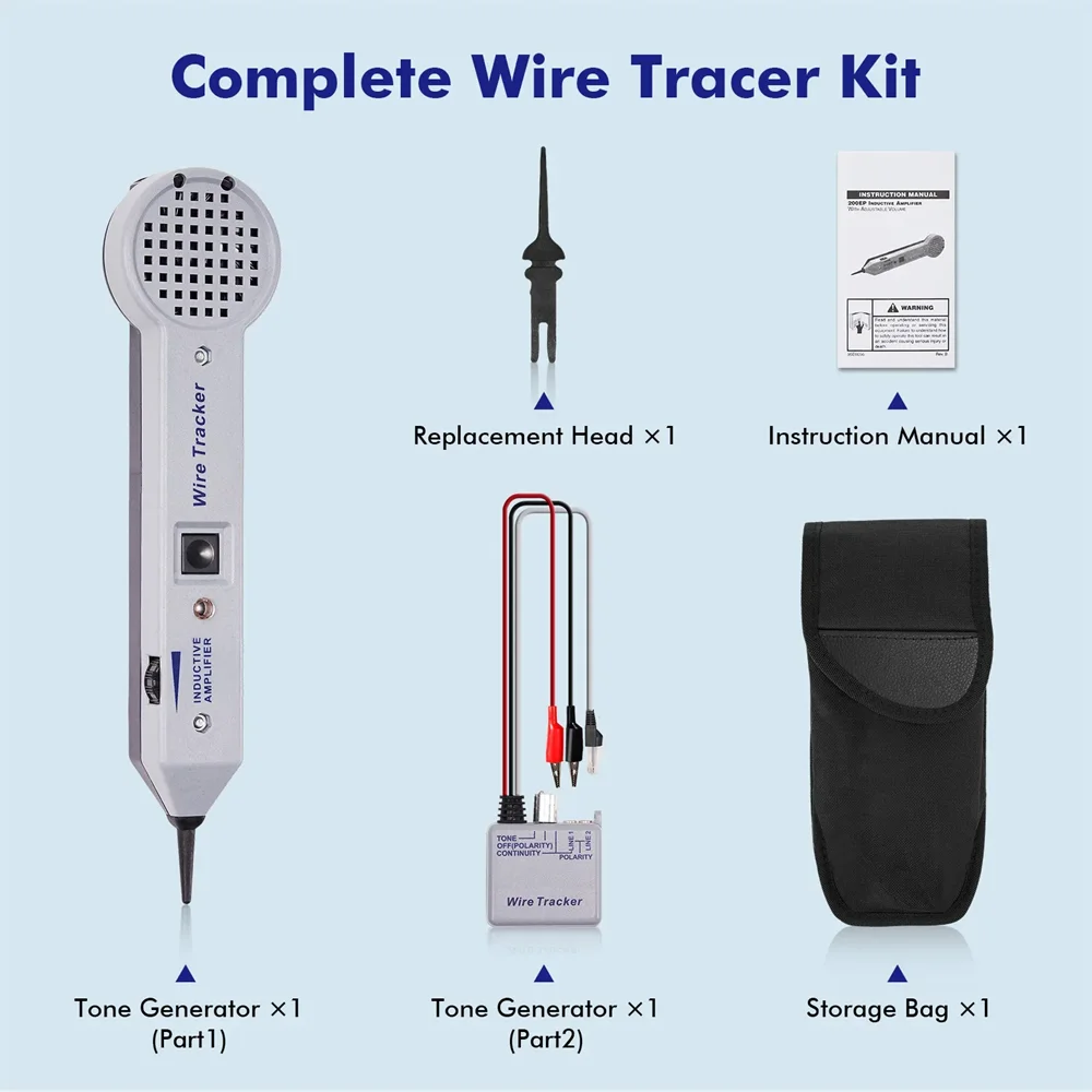 Tone Generator Kit Wire Tracer Circuit Tester Tone Tracing Probe Kit 200EP High Accuracy Cable Tester Line Finder Toner