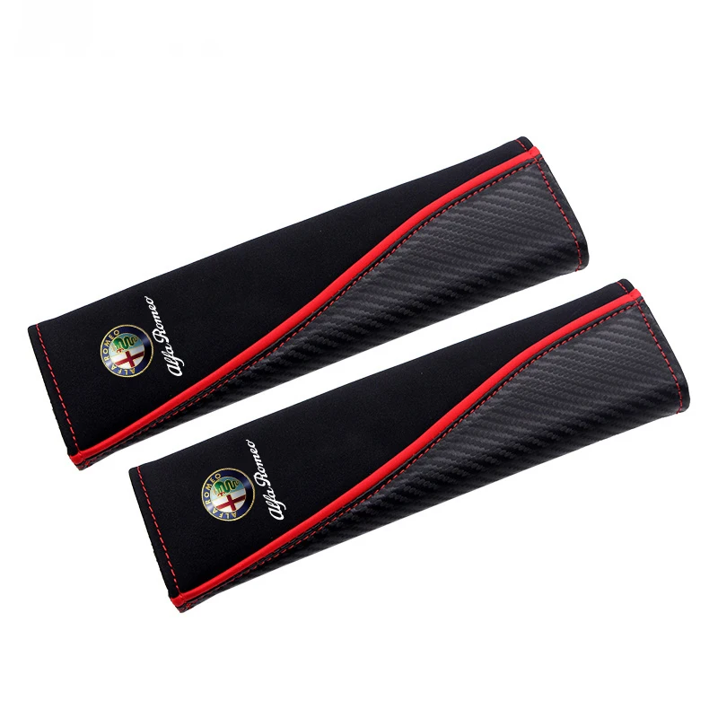 2Pcs Car Seat Belt Cover Shoulder Pad For Alfa Romeo Giulia Stelvio Giulietta 156 159 147 Mito Tonale Brera Dis Auto Accessories