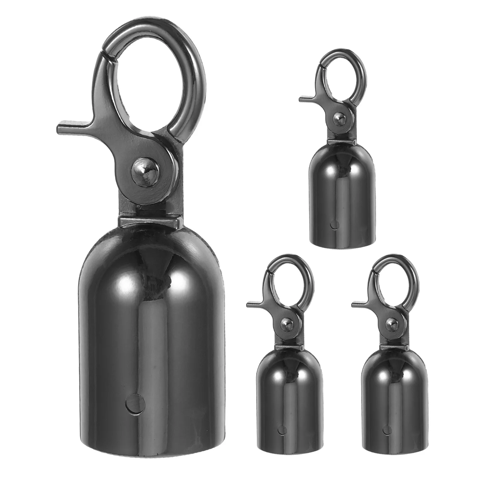 1Set Zinc Alloy Rope Hook Stopper Black Finish Stanchion Rope End Caps Secure Hook Barrier Crowd Control Queue Divider
